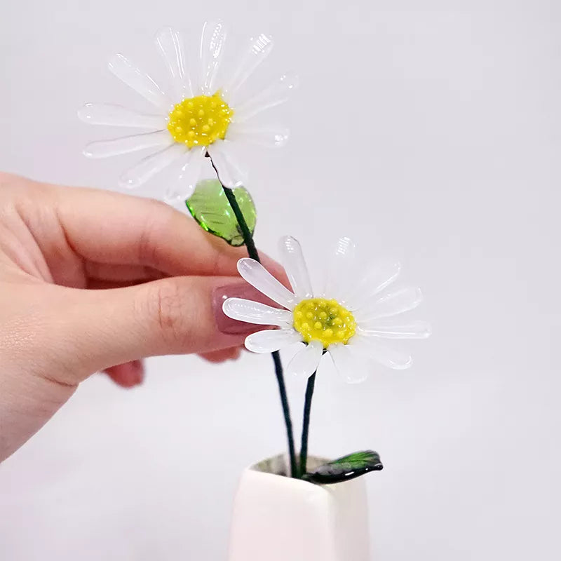 April Birth Glass Flower - Daisy | Handmade Glass Keepsake | DNOMA