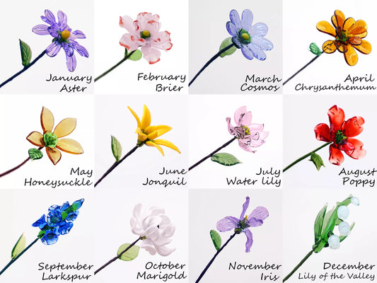 Blown Glass Birth Flower - 12 months