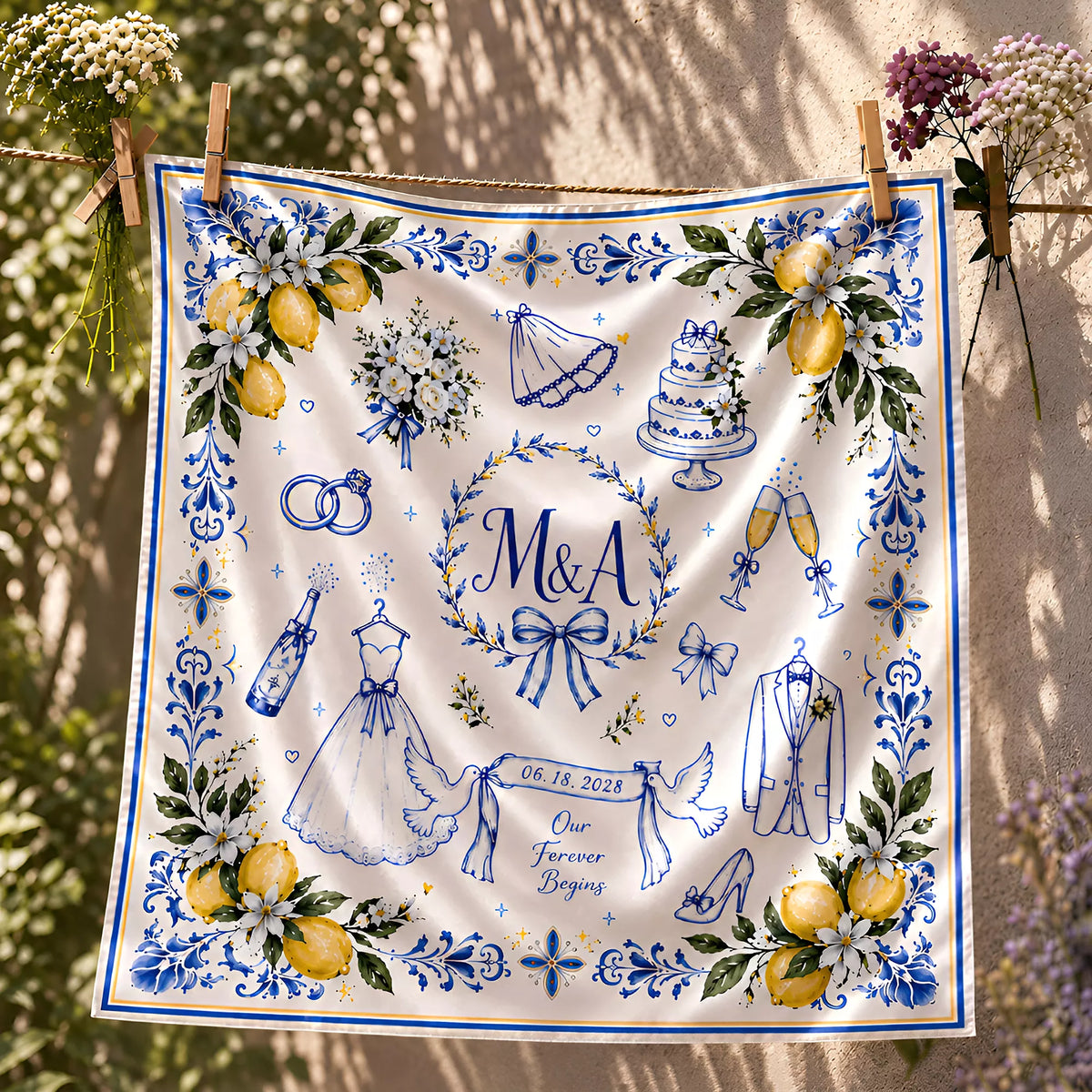 Custom Wedding Scarves | Personalized Square Scarves