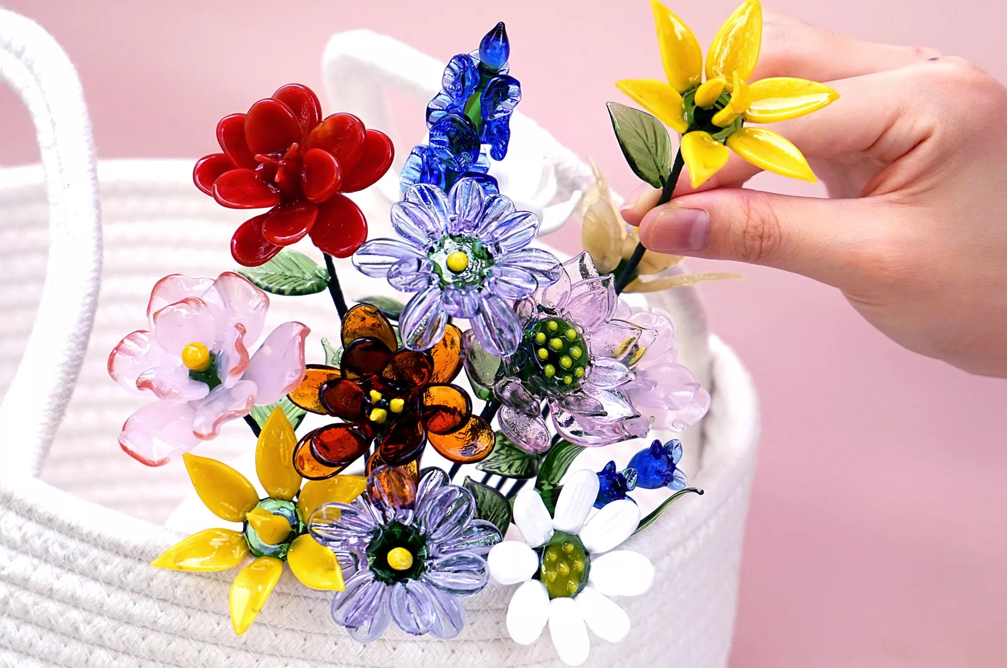 hand blown glass birth month flowers