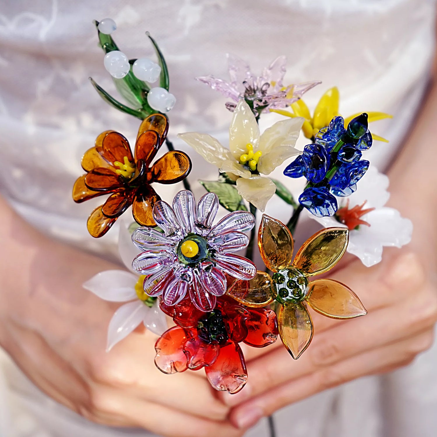 birth month glass flowers