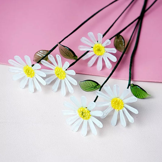 April Birth Glass Flower - Daisy | Handmade Glass Keepsake | DNOMA