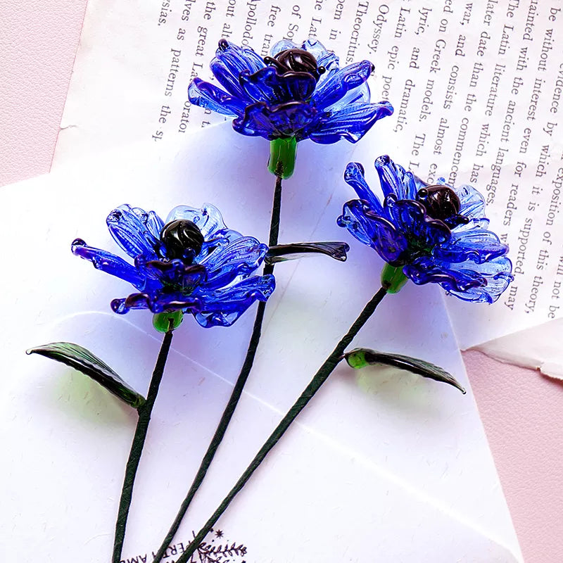 August Birth Glass Flower - Poppy | Handmade Glass Keepsake | DNOMA