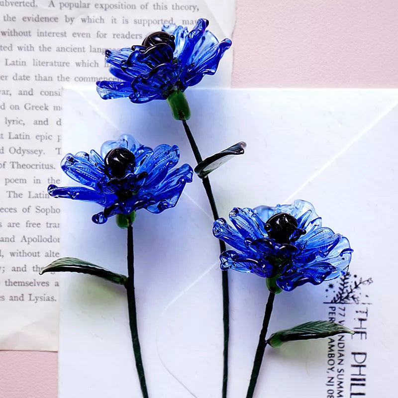 August Birth Glass Flower - Poppy | Handmade Glass Keepsake | DNOMA