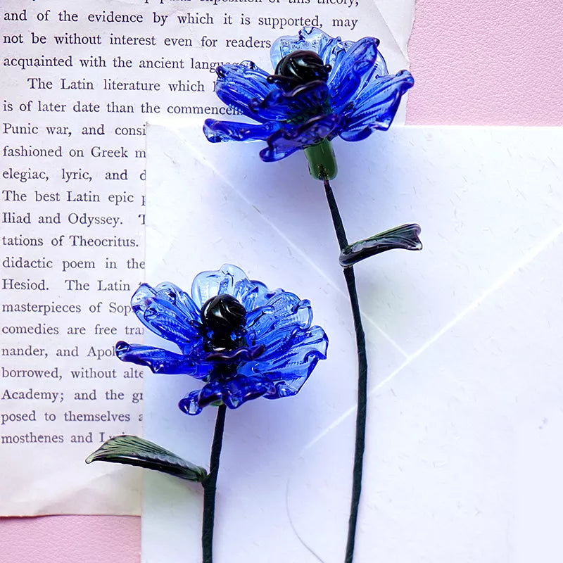 August Birth Glass Flower - Poppy | Handmade Glass Keepsake | DNOMA