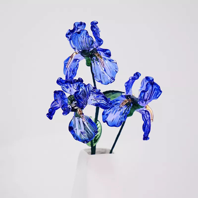 February Birth Glass Flower - Iris | Handmade Glass Keepsake | DNOMA