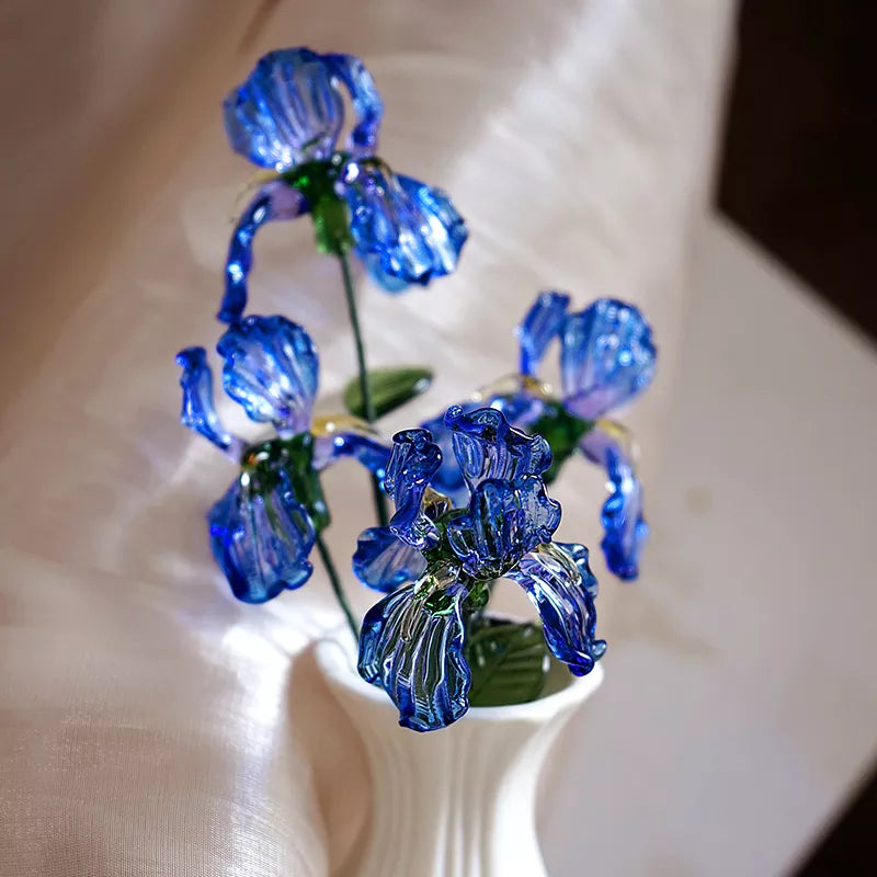 February Birth Glass Flower - Iris | Handmade Glass Keepsake | DNOMA