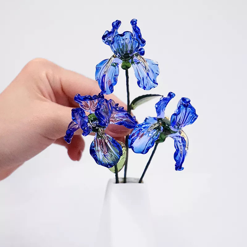 February Birth Glass Flower - Iris | Handmade Glass Keepsake | DNOMA