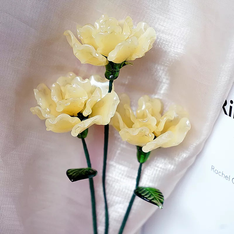 January Birth Glass Flower - Carnation | Handmade Keepsake | DNOMA