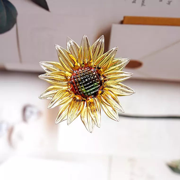 July Birth Glass Flower - Sunflower | Handmade Glass Keepsake | DNOMA