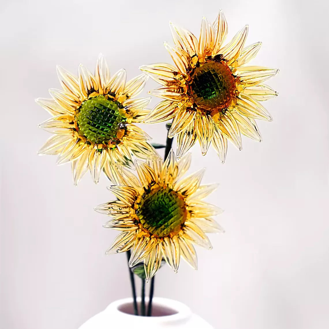 July Birth Glass Flower - Sunflower | Handmade Glass Keepsake | DNOMA