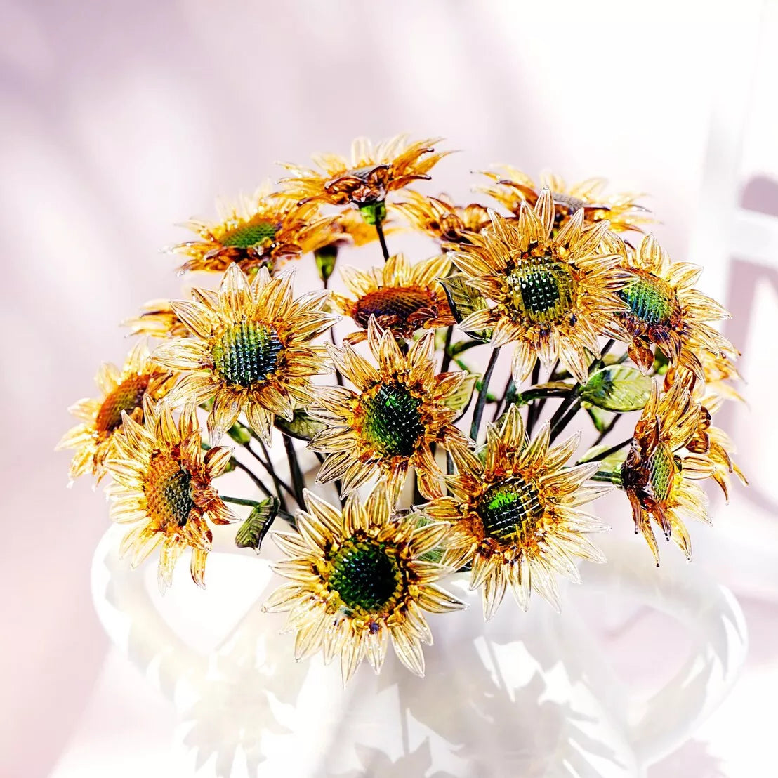 July Birth Glass Flower - Sunflower | Handmade Glass Keepsake | DNOMA