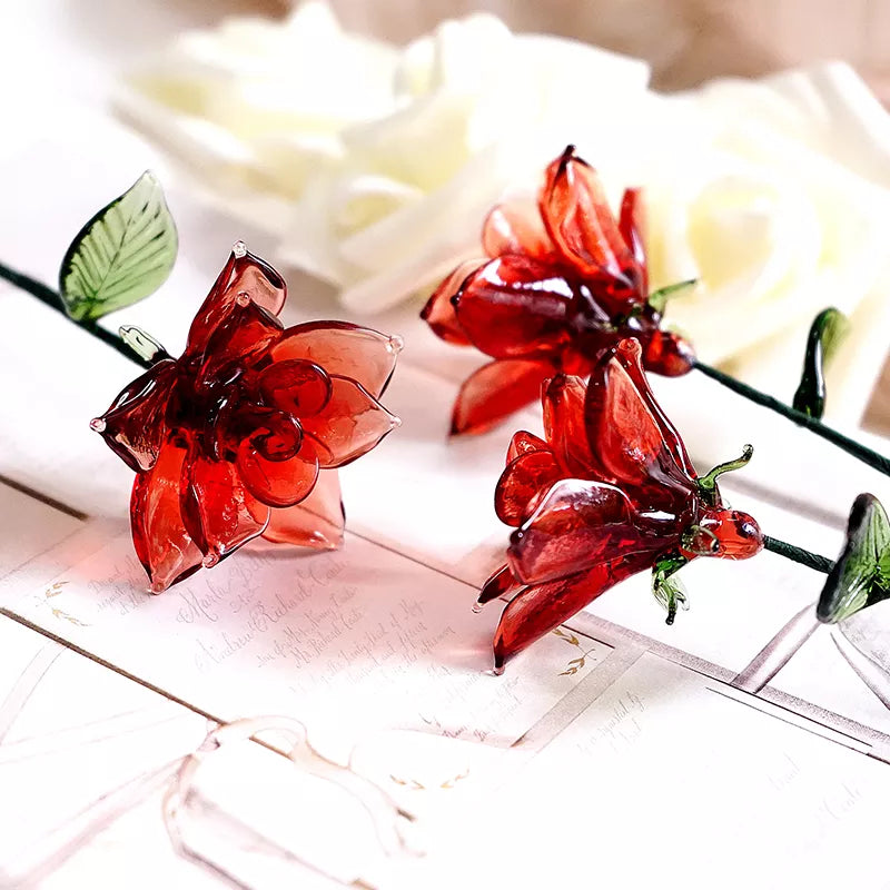 June Birth Glass Flower - Rose | Handmade Glass Keepsake | DNOMA