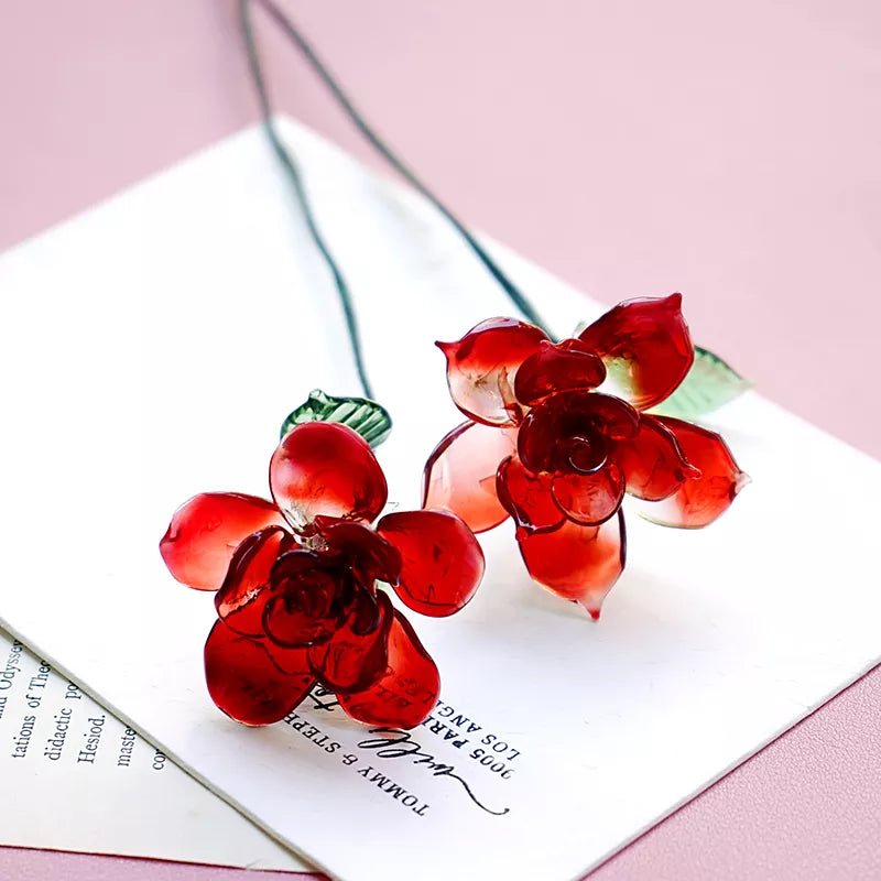 June Birth Glass Flower - Rose | Handmade Glass Keepsake | DNOMA