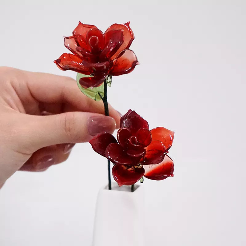 June Birth Glass Flower - Rose | Handmade Glass Keepsake | DNOMA