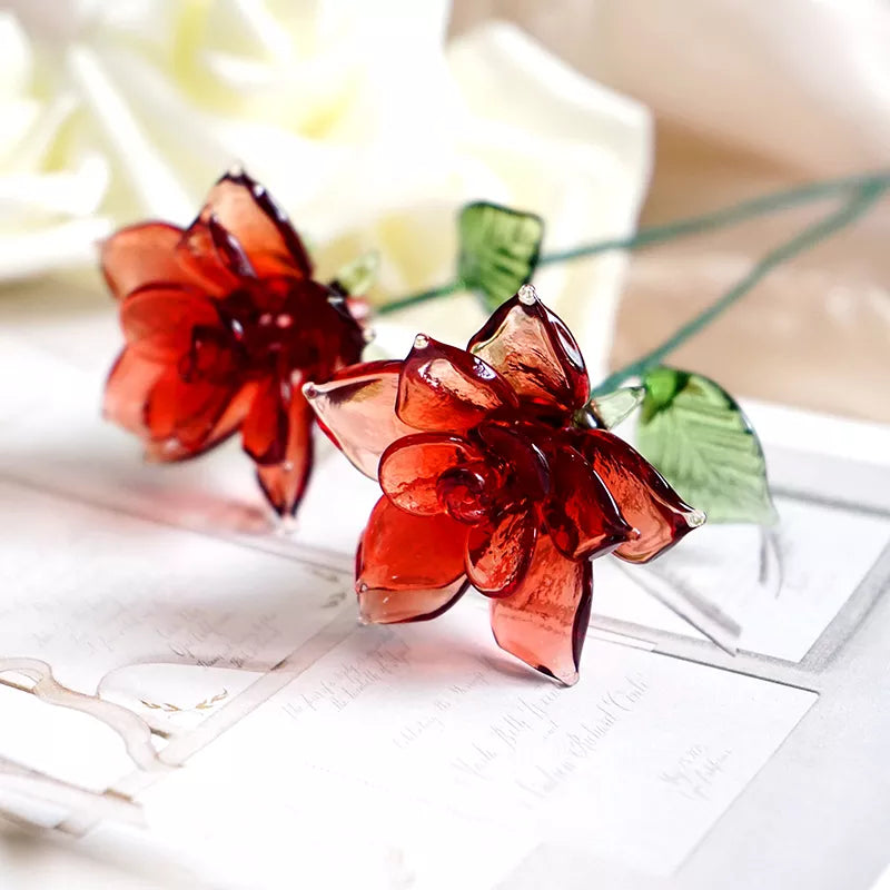 June Birth Glass Flower - Rose | Handmade Glass Keepsake | DNOMA
