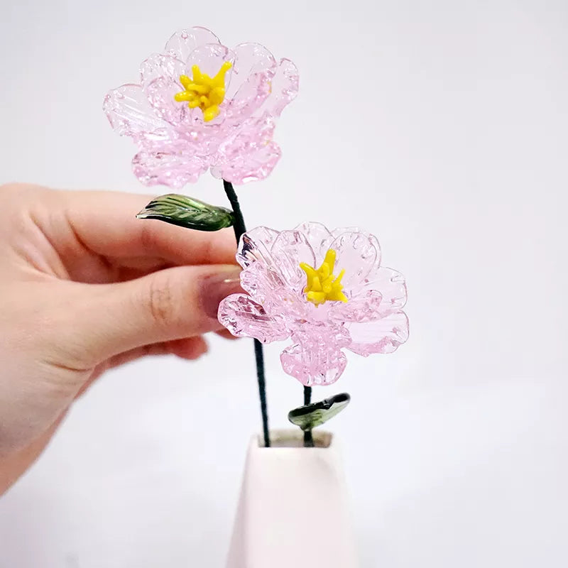 November Birth Glass Flower - Peony | Handmade Glass Keepsake | DNOMA