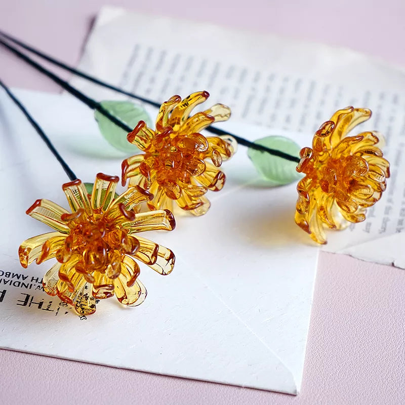 October Birth Glass Flower - Marigold | Handmade Glass Keepsake | DNOMA
