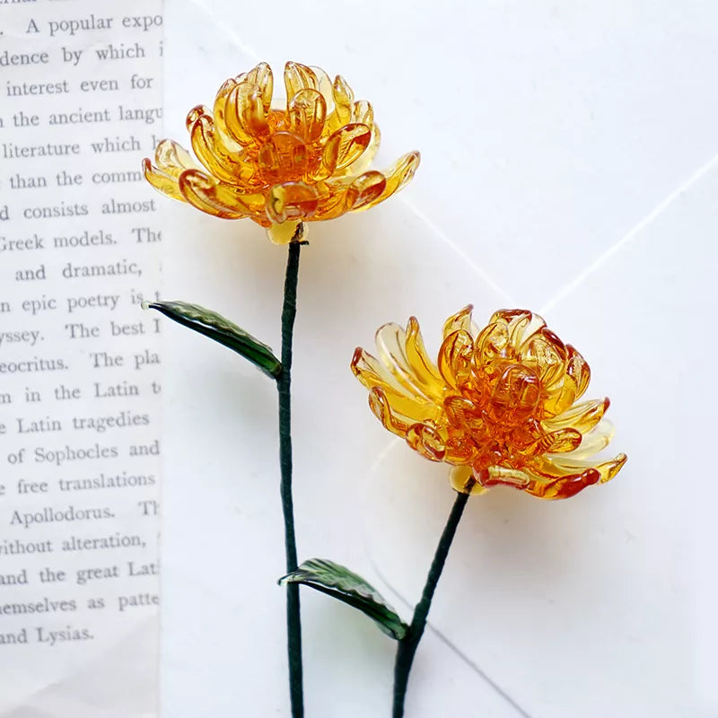 October Birth Glass Flower - Marigold | Handmade Glass Keepsake | DNOMA