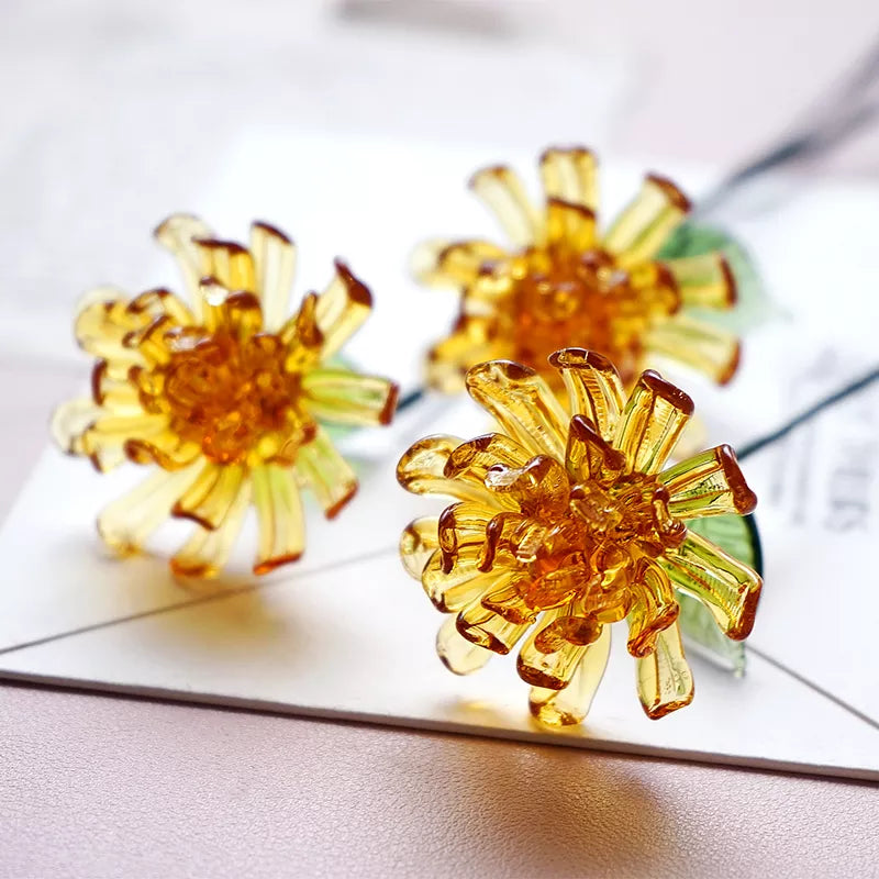 October Birth Glass Flower - Marigold | Handmade Glass Keepsake | DNOMA