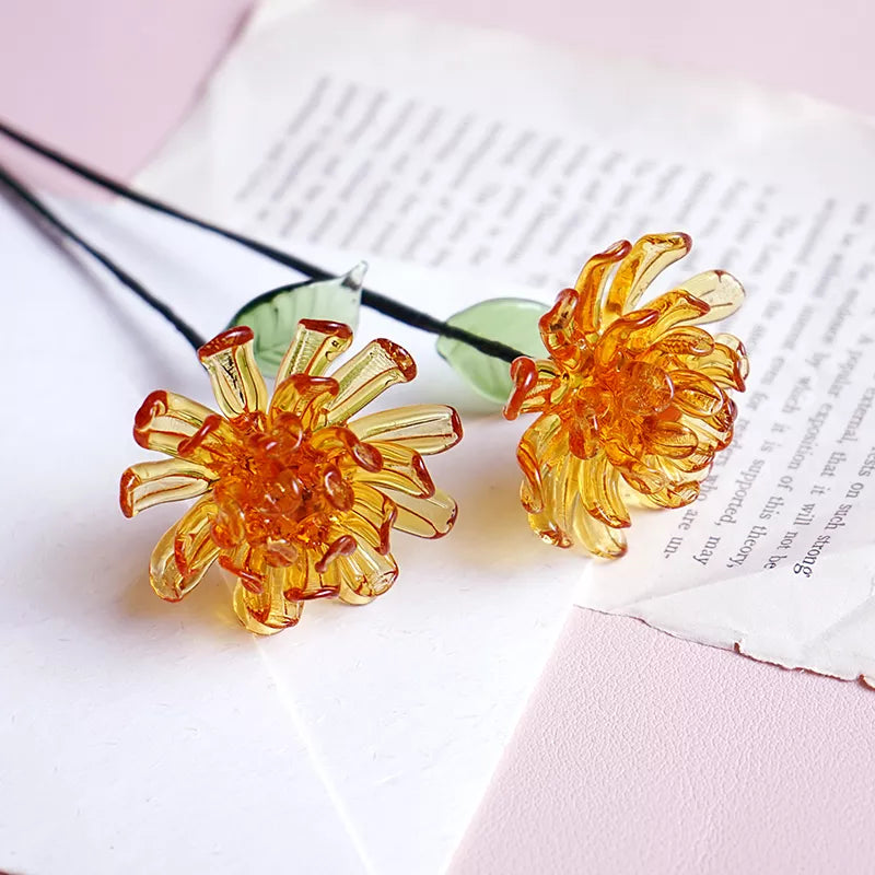 October Birth Glass Flower - Marigold | Handmade Glass Keepsake | DNOMA