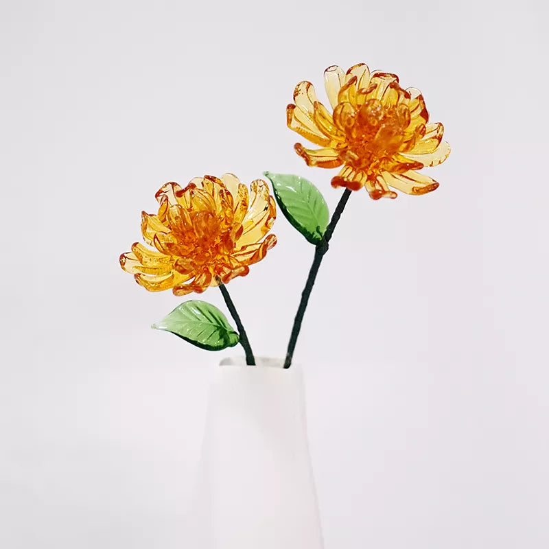 October Birth Glass Flower - Marigold | Handmade Glass Keepsake | DNOMA