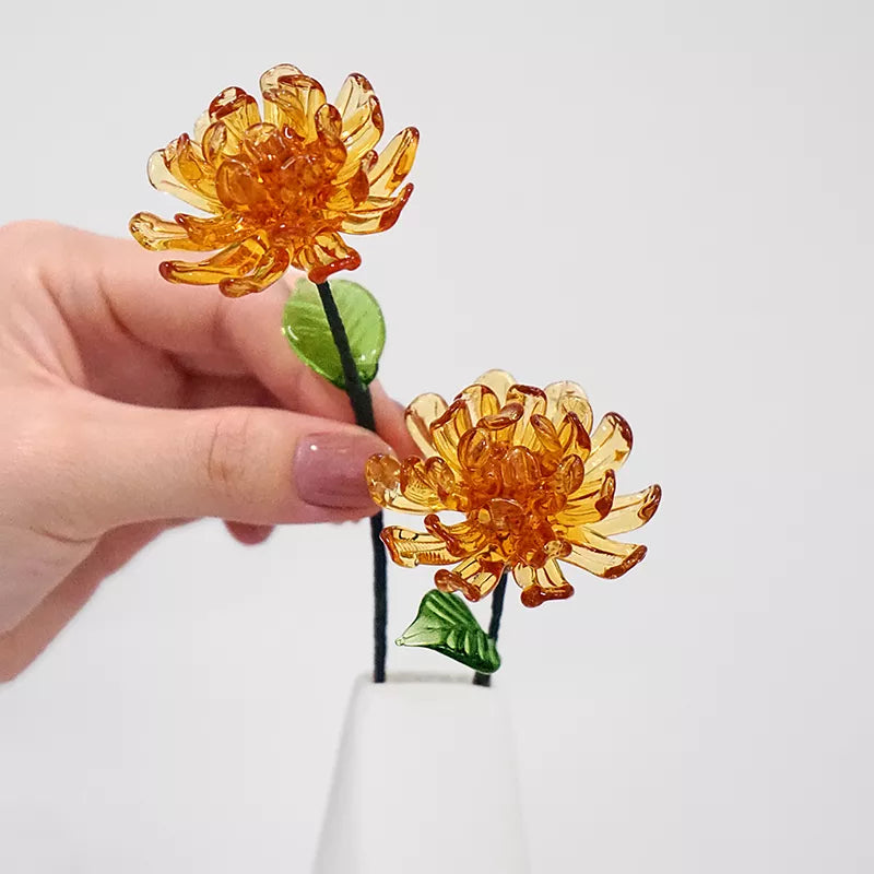 October Birth Glass Flower - Marigold | Handmade Glass Keepsake | DNOMA