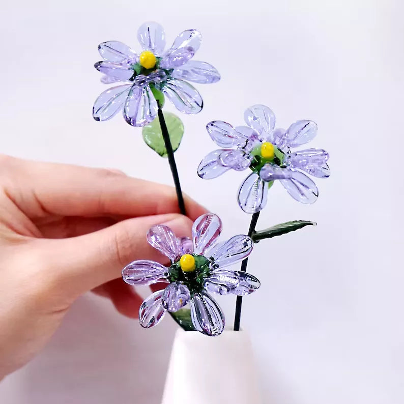 September Birth Glass Flower - Aster | Handmade Glass Keepsake | DNOMA