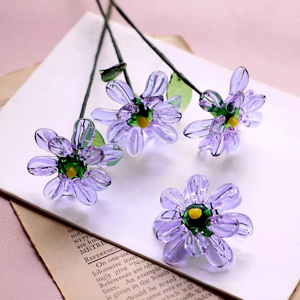 September Birth Glass Flower - Aster | Handmade Glass Keepsake | DNOMA