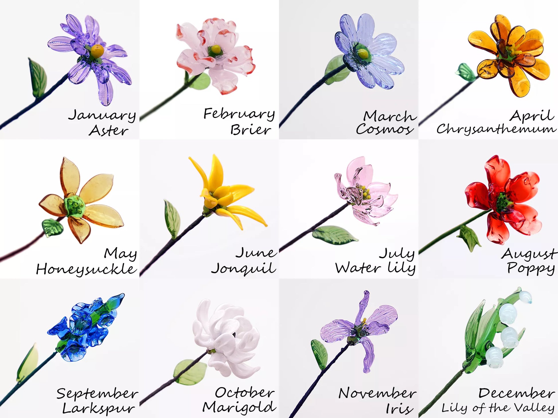 Blown Glass Birth Flower - 12 months