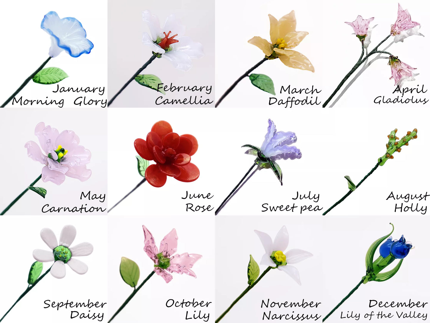 Blown Glass Birth Flower - 12 months