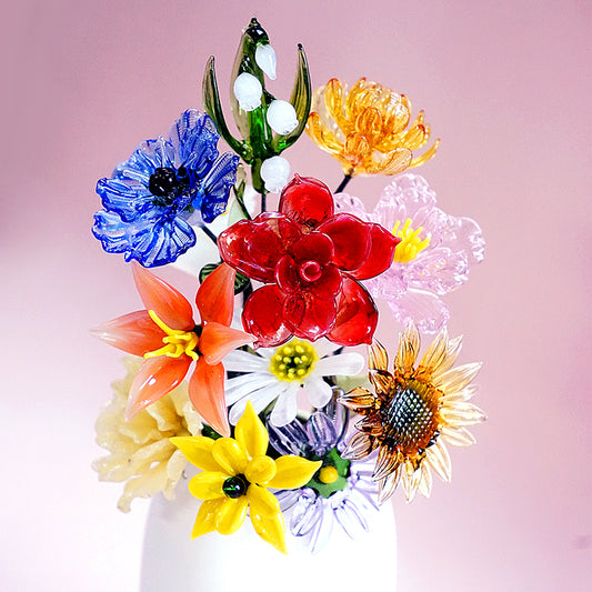 birth month glass flowers
