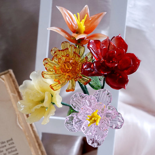 Blown Glass Birth Flower Bouquet | Handmade Glass Floral Gift for Her