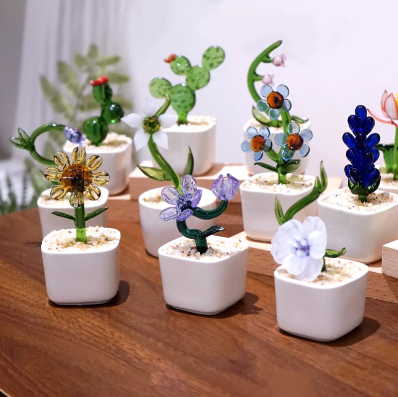 Artistic Glass Birth Flower Potted Plant | Holiday & Teacher Appreciation