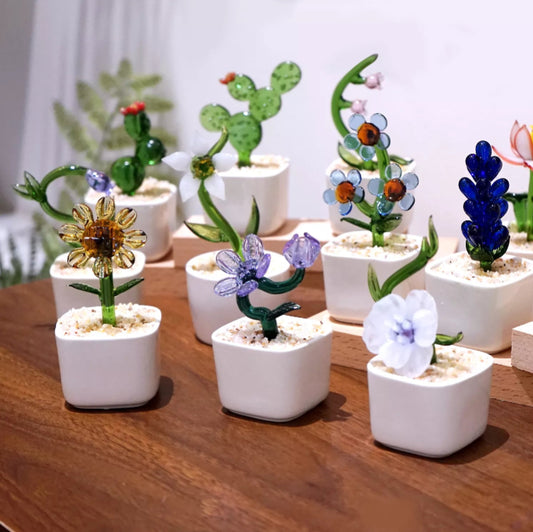 Artistic Glass Birth Flower Potted Plant | Holiday & Teacher Appreciation