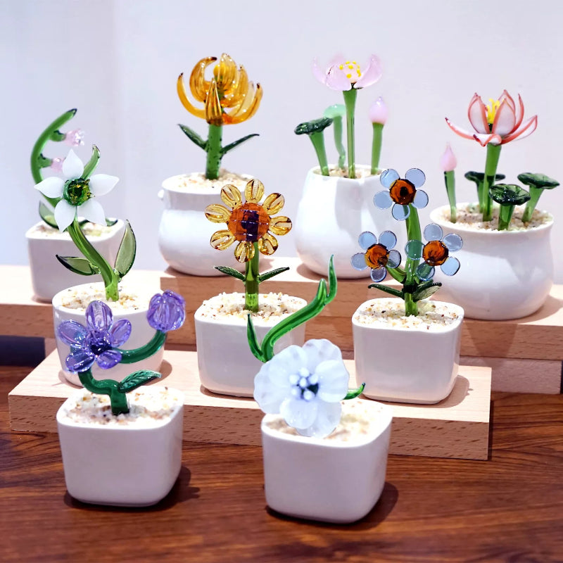 Glass Potted Birth Month Flower | Christmas & Everyday Décor Accent