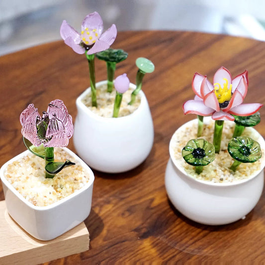 Hand-Blown Glass Potted Plant | Elegant Gift for Teachers & Moms