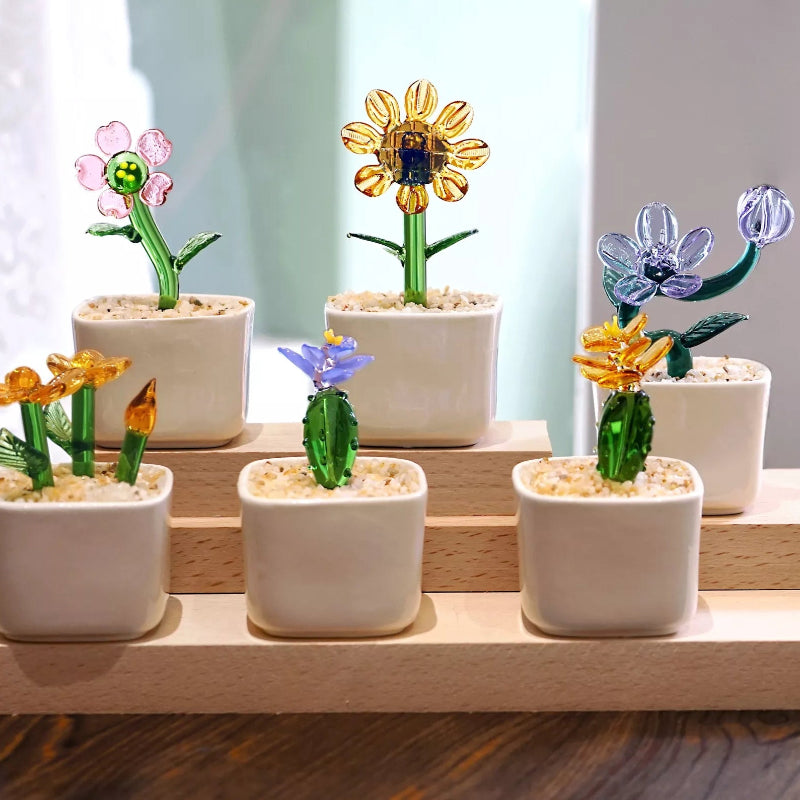 Handmade Glass Potted Plant – Birth Month Flower | Christmas & Teacher Gift