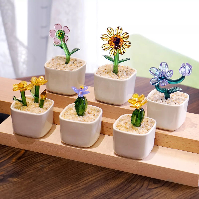 Mini Handmade Glass Flower Pot | Unique Christmas, Birthday & Mother’s Day Gift