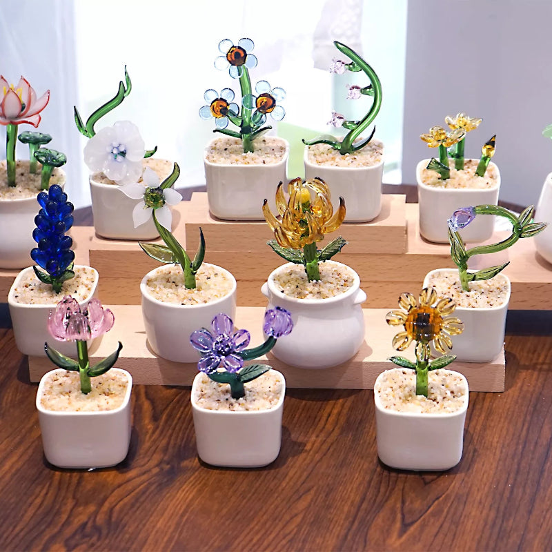 Mini Glass Potted Plant – Handmade Forever Flower for Holidays & Gifts