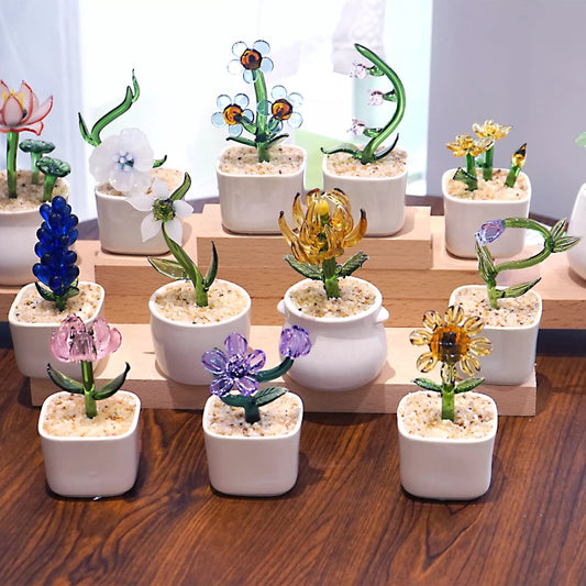 Mini Glass Potted Plant – Handmade Forever Flower for Holidays & Gifts