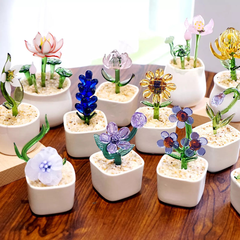 Birth Month Flower in Glass Pot | Gift for Mom, Friends & Teachers