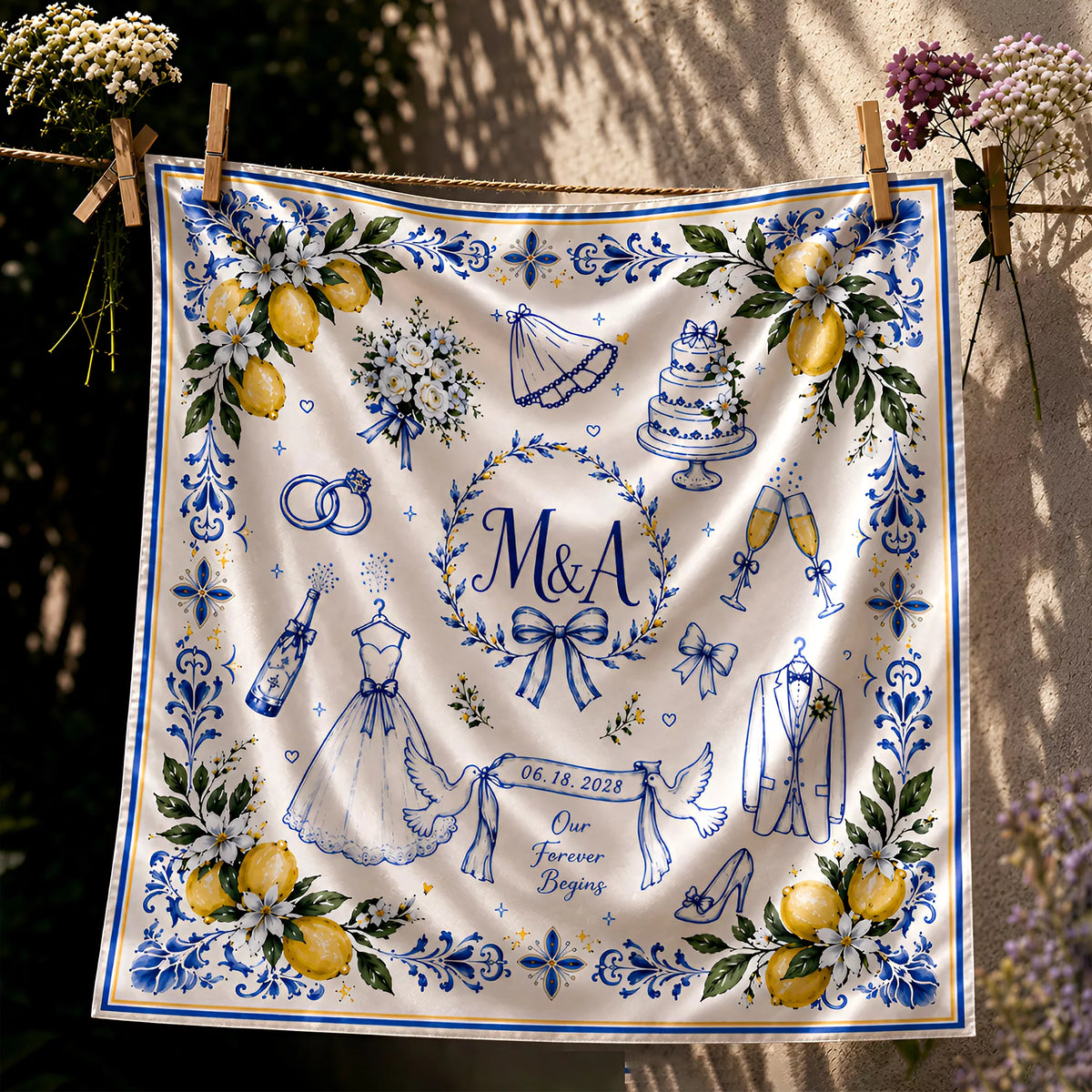 Custom Wedding Scarves | Personalized Square Scarves