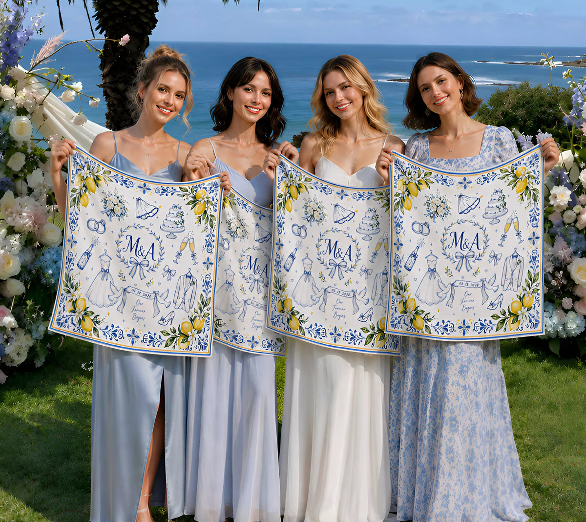 Custom Wedding Scarves | Personalized Square Scarves