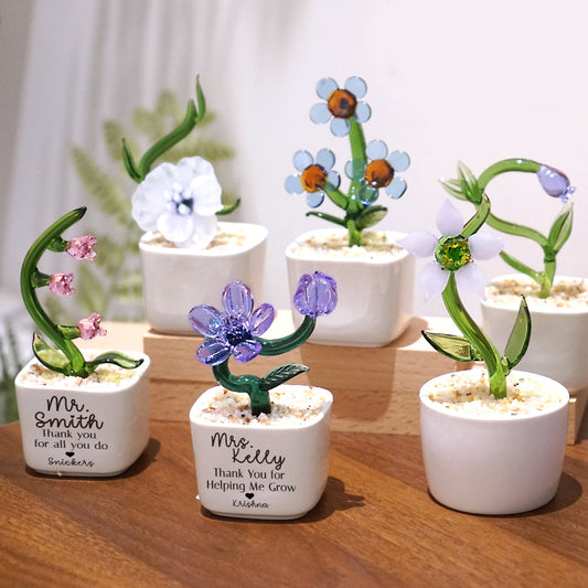 Custom Glass Flower Pot | Back to School Teacher Thank You