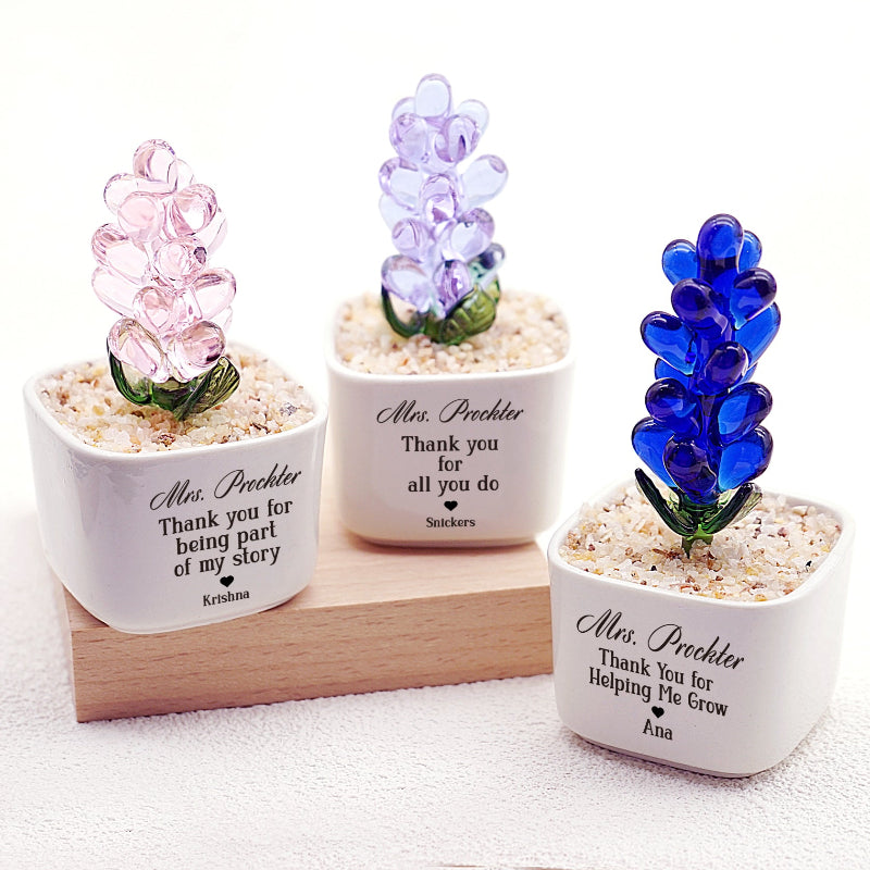 Personalized Glass Flower Pot | Teacher Christmas Gift