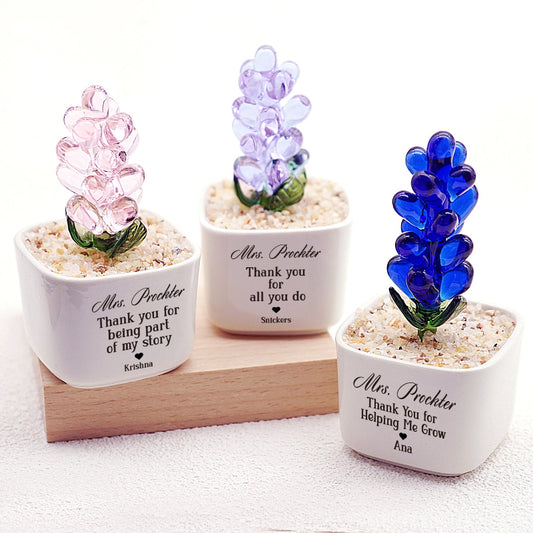 Personalized Glass Flower Pot | Teacher Christmas Gift