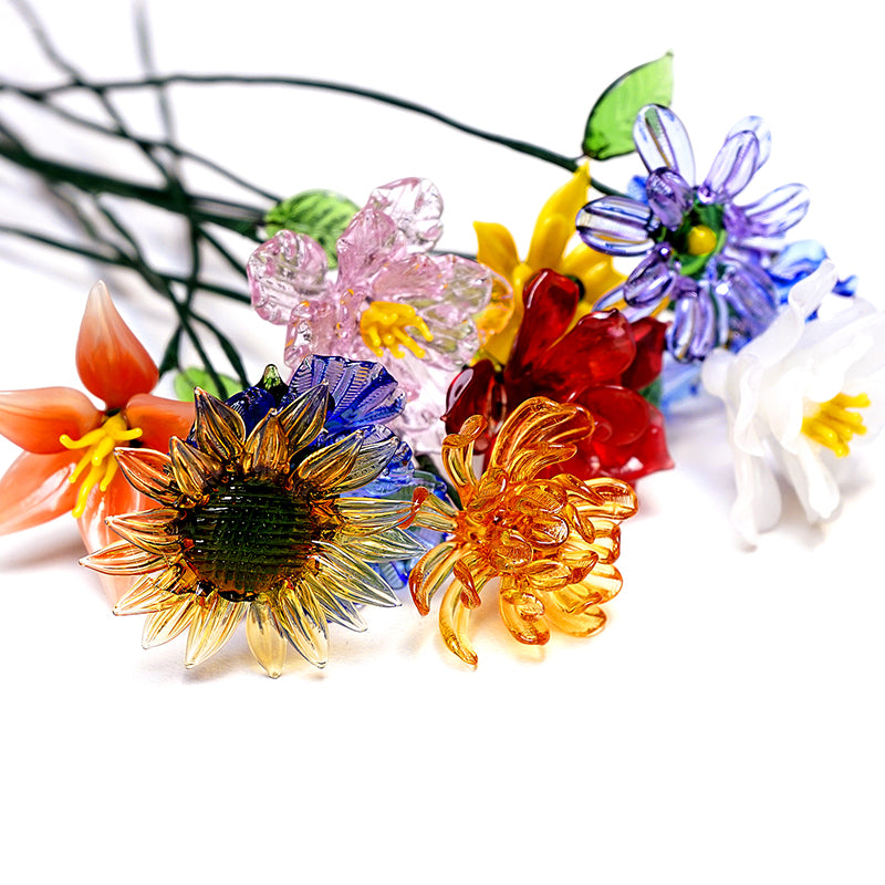 12 birth months glass flowers