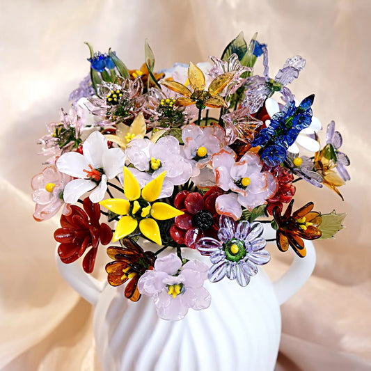 Handmade Blown Glass Birth Month Flower Gift for Friends & Family