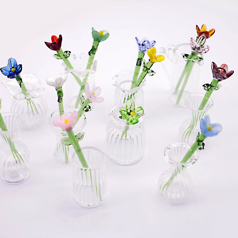 Mini Birth Month Flower Glass Sculpture – Handmade Gift for Special Days